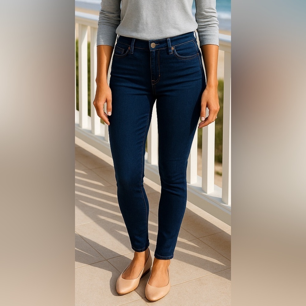 Free People Skinny Jeans High Waist Jeggings Denim Frayed Hem Pull On Stretch 28